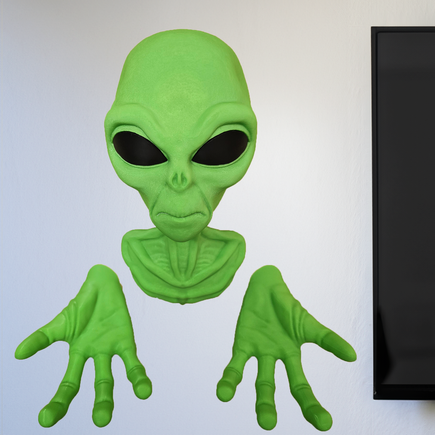 Wall Mounted Green Alien Bust Headset and Controller Holder