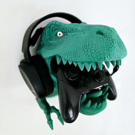 Wall Mounted T-Rex Bust Headset and Controller Holder