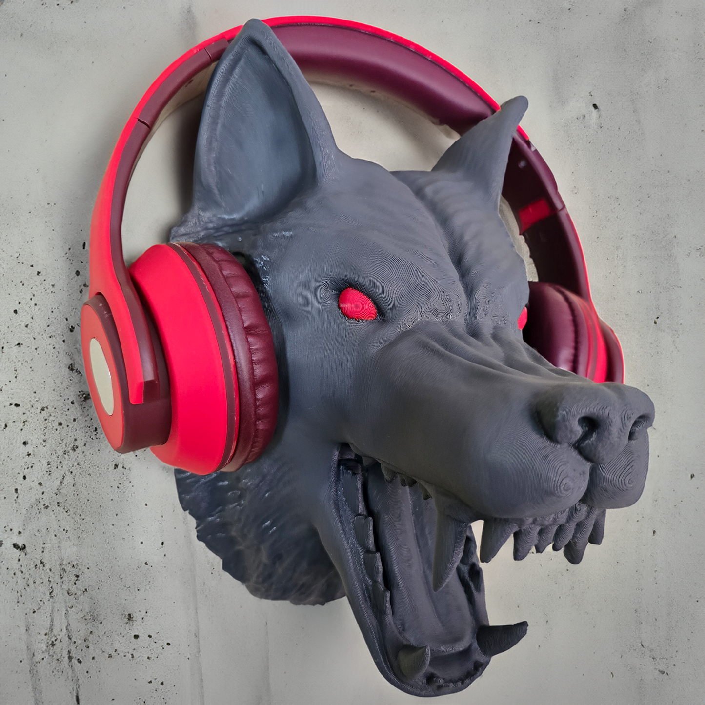 Wall Mounted Wolf Head - Headset Holder