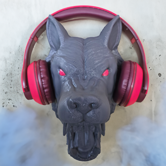 Wall Mounted Wolf Head - Headset Holder